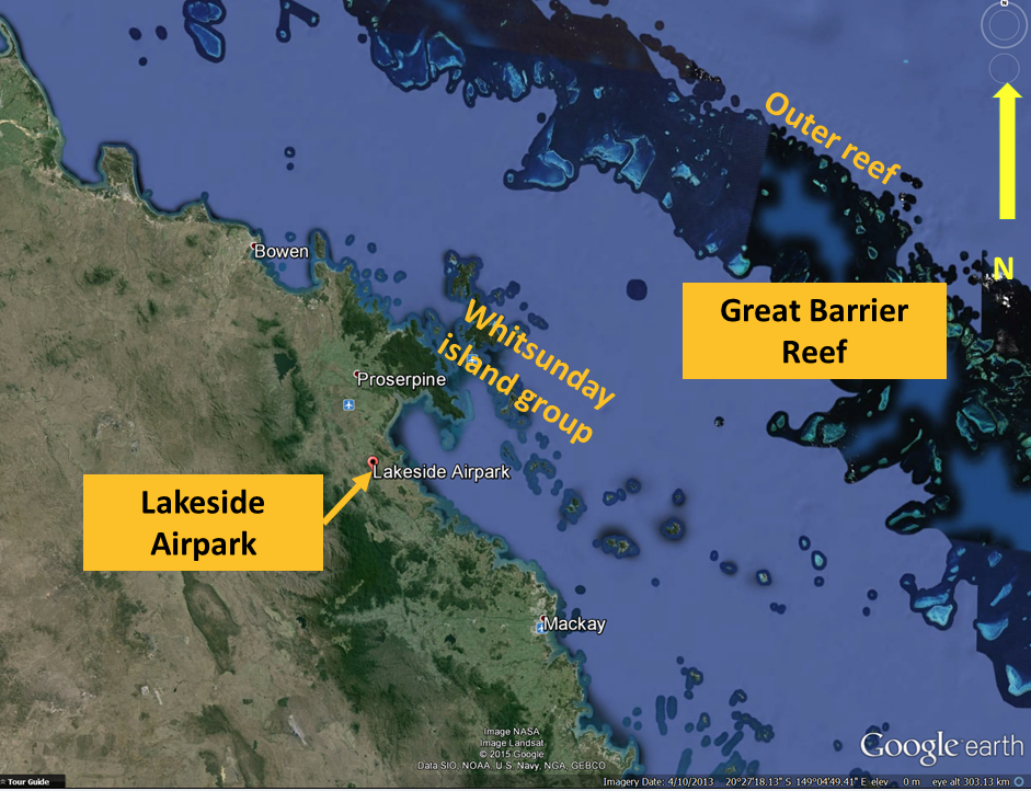 Figure 1: A google earth extract showing the general area where the joyflight was conducted